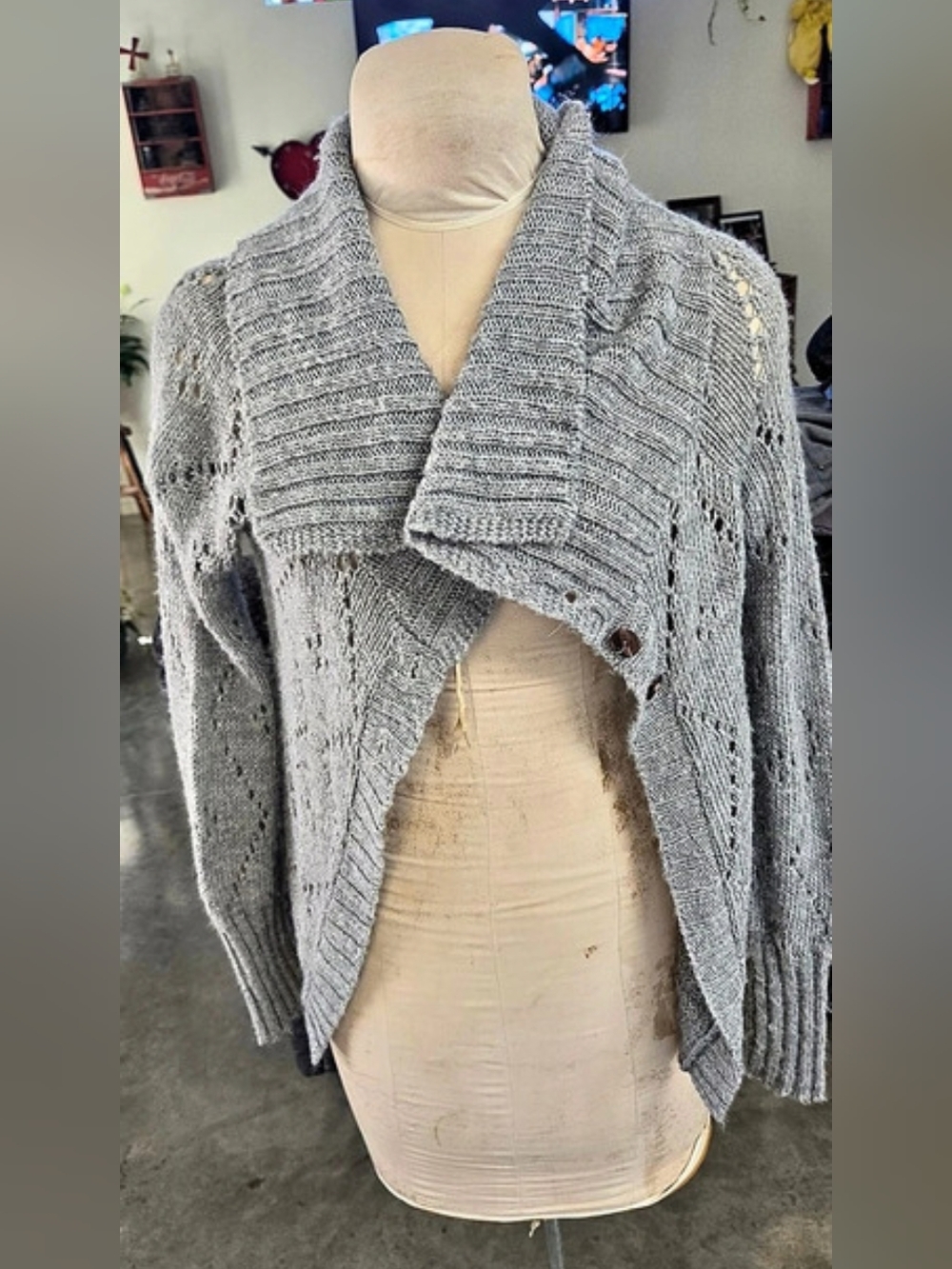 Wet Seal Gray Knit Wrap Cardigan Size Small